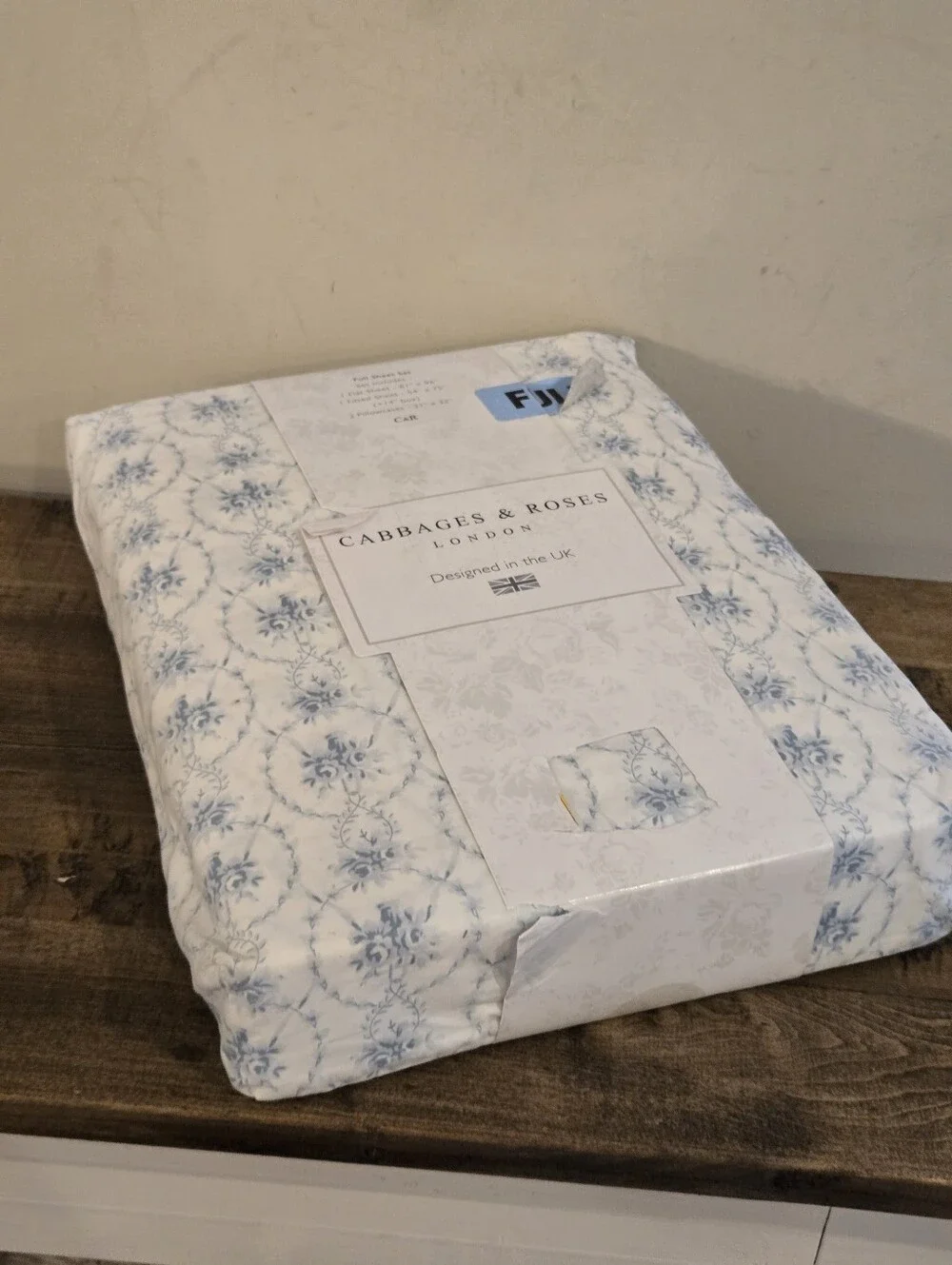 Cabbages & Roses 100% Cotton Percale 4 Pc Full Sheet Set Julia China Blue